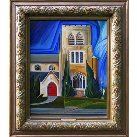 Fourteenth Church          Oil/Canvas, image 20x16in, in antique frame
