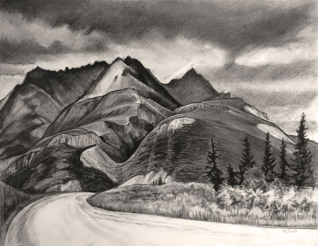 Road East       |       Charcoal, 12x16in, 2016