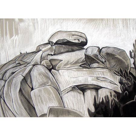 Pillow Rocks   |   charcoal/paper, 15x18in, 1993