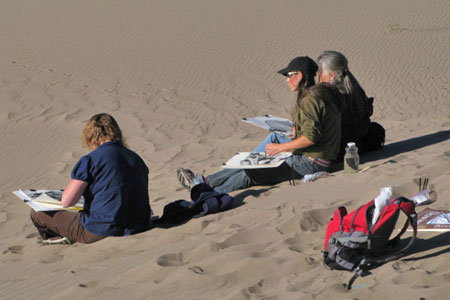 Great Sand Dunes National Park, 2009. Public program in Charcoal Sketching in the Dunes