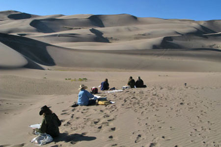 Great Sand Dunes National Park, 2009. Public program in Charcoal Sketching in the Dunes